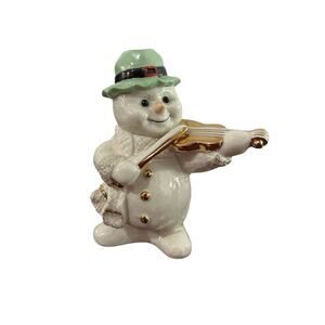 Mikasa Snowman Holiday Porcelain Snowman Musician with Violin 5”